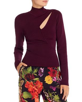 Purple Cutout Turtleneck Top