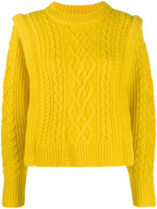 Tyle Wool Cable Knit Sweater In 10yw Yellow