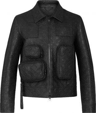 Louis vuitton Monogram Embossed Black Leather Jacket of DaBaby on