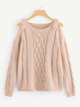 Shoulder Cable Knit Sweater