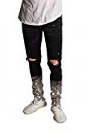 Denim Distressed Splatter  Jeans
