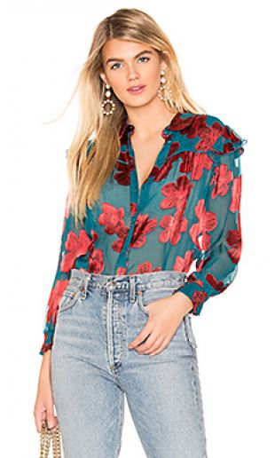 Alice + Olivia - Blue Floral Blouse