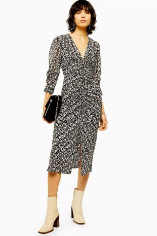 V Neck  Midi Dress