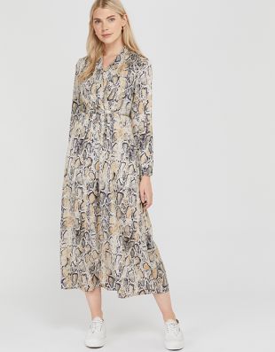 Snake Print Satin Midi Dress