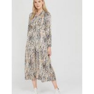 Snake Print Satin Midi Dress