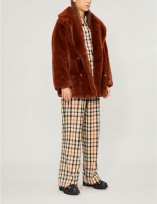 Ally double-breasted faux-fur coat