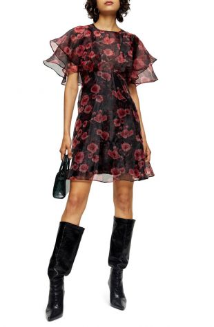 Organza Floral Print Minidress