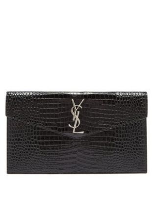 Uptown Crocodile Effect Leather Clutch Bag