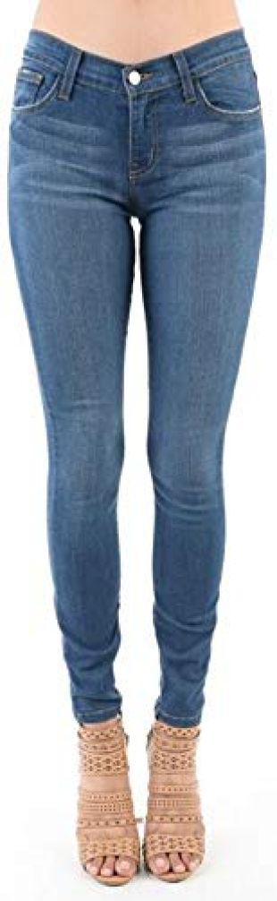 Blue High Wait Jeg­gings