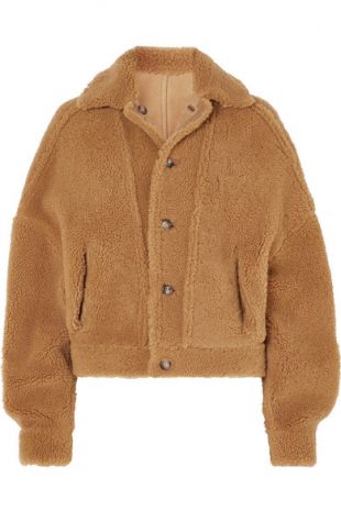 Reversible Leather Trimmed Suede And Shearling Jacket
