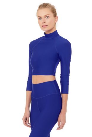  Alo Yoga - Blue Mock Neck Crop Top Bildidee 