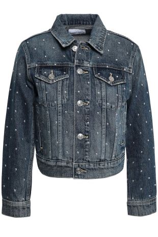 Cropped studded denim jacket