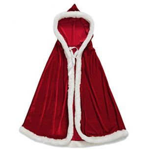 Cape Capuchon Vêtements Manteau à Capuchon Costume Deguisement Père Noël, Rouge, 100cm