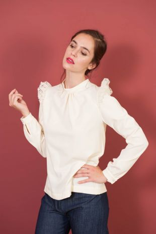 Blouse Camelia en crêpe ivoire • Vanina Escoubet - Boutique