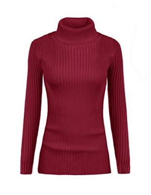 Women Stretchable Turtleneck Knit Long Sleeve Slim Fit Sweater