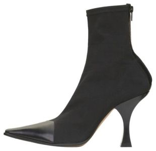 Celine Black Madame Ankle In Calfskin and Gros Grain Stretch Boots 