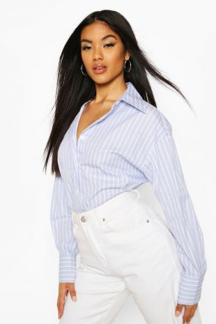 Chemise oversize en coton à rayures | Boohoo