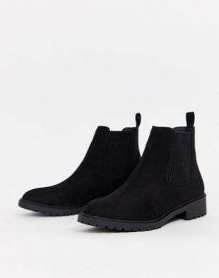 New Look - Bottines Chelsea plates en suédine - Noir | ASOS