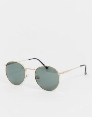 ASOS DESIGN - Lunettes de soleil rondes avec pont - Doré | ASOS