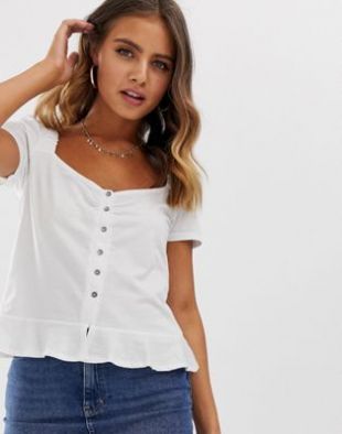 Pimkie - Top en jersey à décolleté en cœur - Blanc | ASOS