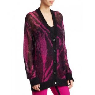 Mohair-Blend Zebra Print Cardigan Vneck Long sleeves