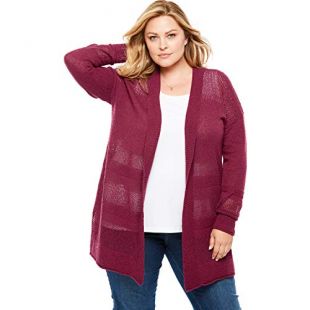 Women's Plus Size Pointelle Cardigan