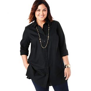 Women's Plus Size Poplin Tunic