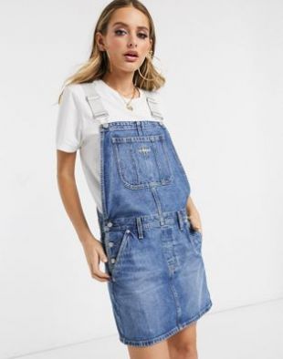 Calvin Klein Jeans - Jeans dungaree dress with logo adjustable straps