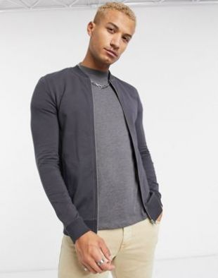 Bomber moulant en jersey - Noir délavé