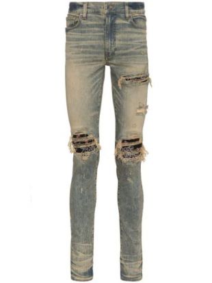 Jean Skinny AMIRI Délavé/vieilli (distressed) - Taille 34, Denim, Fabriqué Aux États-Unis à La Main - Occasion En Parfait état