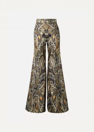 Metallic Silk-blend Jacquard Flared Pants