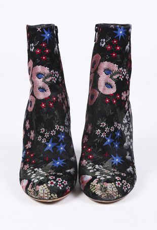 Floral Satin Ankle Boots