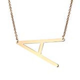 Sideways Large Initial Necklace Gold