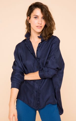 Chemise Mahe Barrie volants marine