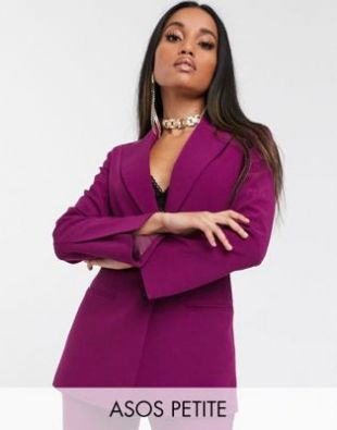 ASOS DESIGN Petite pop suit blazer in purple | ASOS