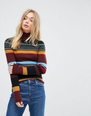 Pull à rayures multicolores