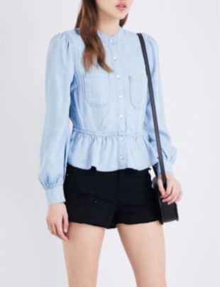 FRAME Double Pocket chambray blouse