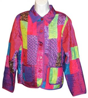 Coldwater Creek - Coldwater Creek Silk Patchwork MULTI COLOR Jacket