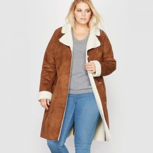 Manteau en fausse peau lainée