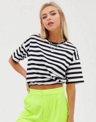 ASOS Striped Long-Sleeve Cropped Tee #167