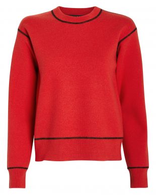 Red Contrast Trim Sweater