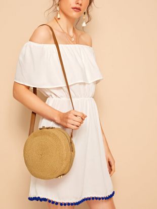 Sac à bandoulière rond tissé