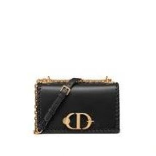 Sac à rabat et chaîne 30 Montaigne en cuir de veau lisse à bords surpiqués noir - Sacs - Mode Femme | DIOR