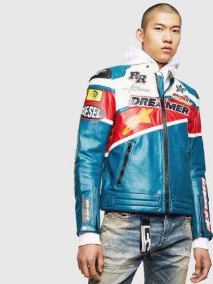 ASTARS-LPATCH-1B Vintage biker jacket with racer patches