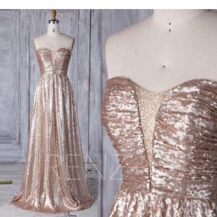 Tan Sequin Bridesmaid Dress Sweetheart Wedding Dress Ruched Bodice Prom Dress A Line Evening Gown Long Ball Gown Full Length(LQ271)