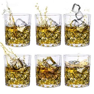 Perston Lot de 6 verres à whisky en cristal sans plomb, verres à liqueur de luxe, rhum vodka pour les amateurs de cocktails écossais, bourbon, vieux