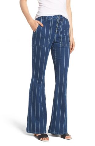 Tinsel Stripe High Waist Flare Jeans | Nordstrom