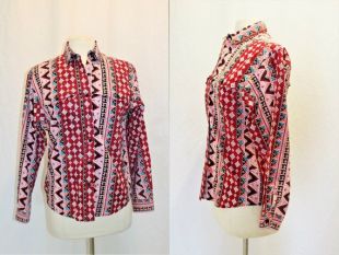 1990 ' s Frontier porter sud-ouest Chemise chemisier moyenne Vintage rétro années 90 coton Turquoise noir rose rouge Western danse en ligne