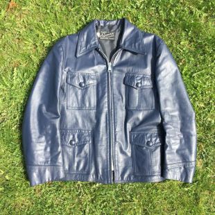 1970s Blue Leather Jacket - Medium Womens - Symax - Made in Canada - 70s Vêtements - Vêtements vintage -