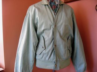 Oeuf de Robin de veste en cuir Vintage bleu Chevignon Vintage Made in France taille petit Zip Snap face avant poches Bomber Style Paris mode